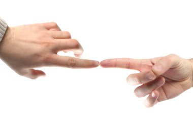 Two human hands touching clipart