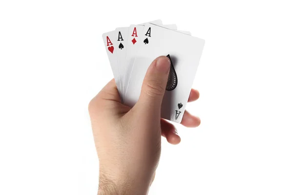 Man Four Aces Hand — Stock Photo, Image