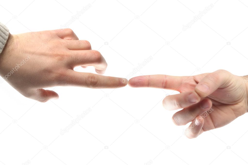 Two human hands touching
