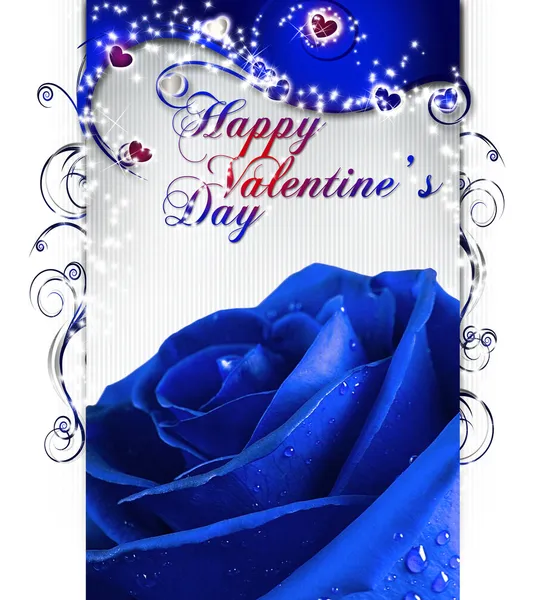Μπλε Κάρτα Χαιρετισμού Valentine — Φωτογραφία Αρχείου