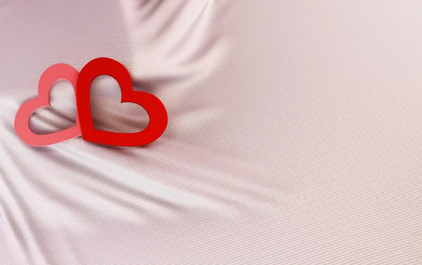 Valentines Day Hearts in silk — Stock Photo, Image