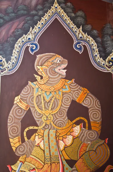 Arte thai pittura su parete nel tempio — Foto Stock