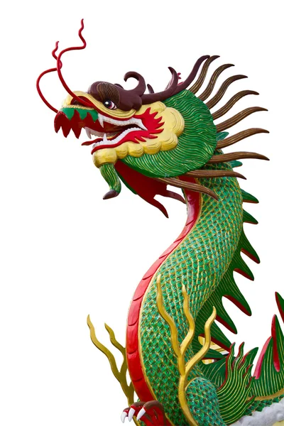 Colorful Golden Dragon Statue On White Background — Stock Photo, Image
