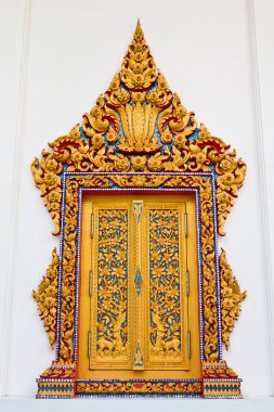 Traditional Thai style window in temple Thailand clipart