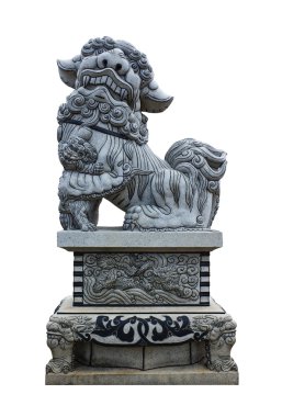 Stone Lion sculpture, symbol of protection & power in Oriental A clipart