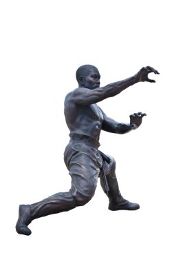 beyaz zemin üzerine keşiş savaşçı heykeli