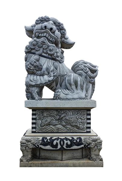 Taş aslan heykeli, koruma & oryantal güç sembolü bir — Stok fotoğraf