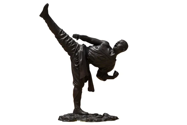 Beyaz zemin üzerine keşiş savaşçı heykeli — Stok fotoğraf