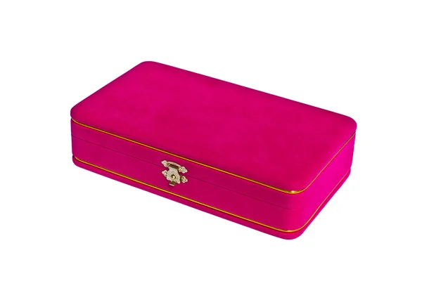 Pink velvet box isolated on white background — Stock Photo, Image