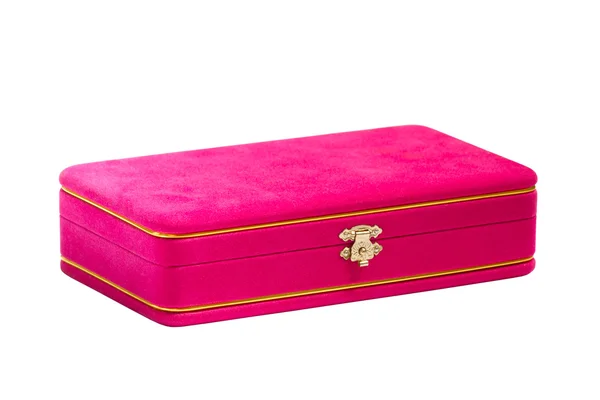 ピンクのビロードの箱の白い背景で隔離 — ストック写真