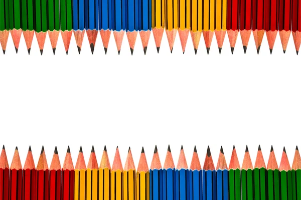 Kalem Kırmızı Sarı Mavi Beyaz Zemin Üzerine Yeşil — Stok fotoğraf