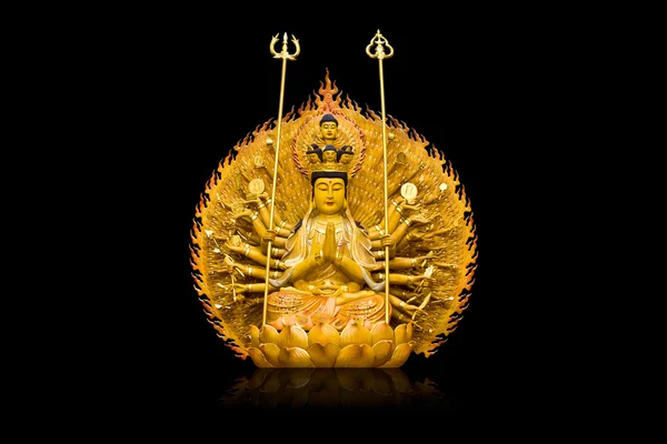 The images of Guanyin on black background — Stock Photo, Image