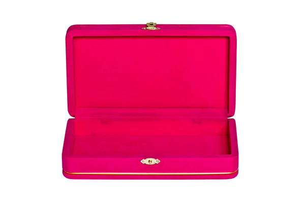 Pudełko różowy aksamitu, na białym tle — Zdjęcie stockowe