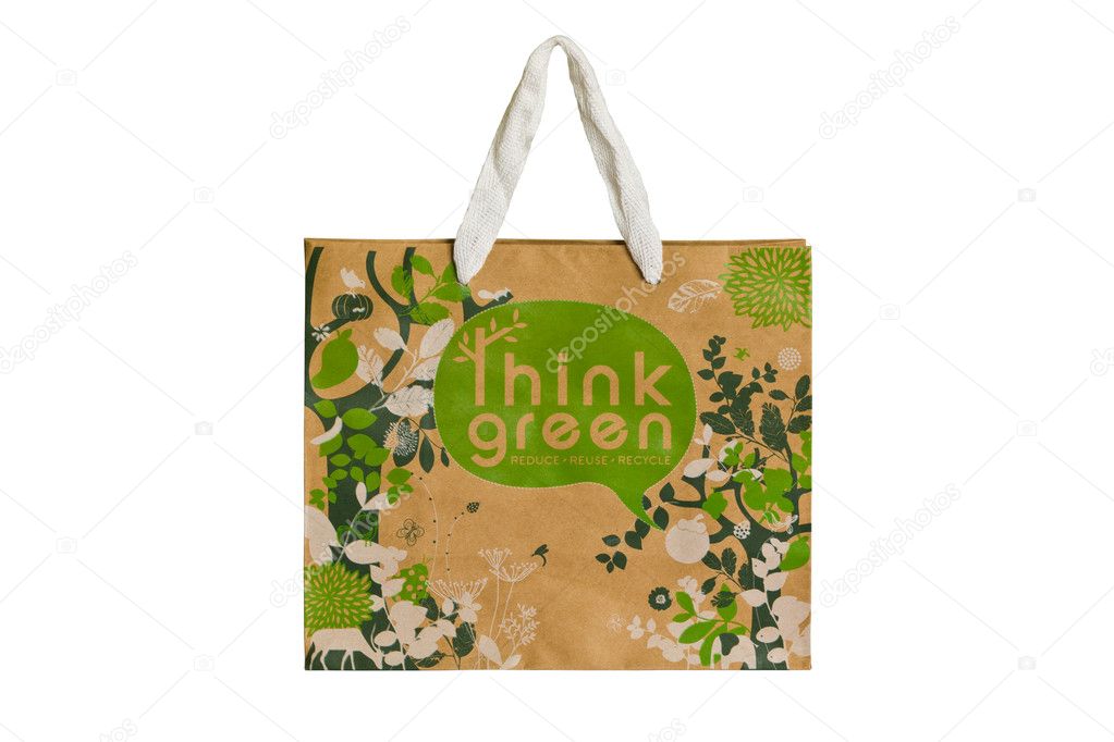 Recycled paper bags isolated on white background