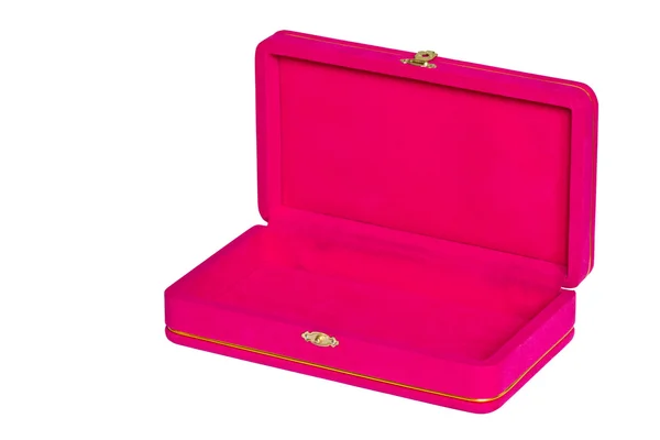 Pink Velvet Box Isolated White Background — Stock Photo, Image