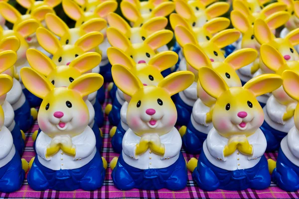 Savings rabbit bank dress Thai style — Stock Photo, Image