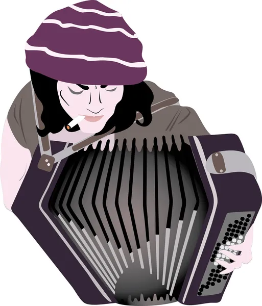 Вуличний музикант - акордеон — стоковий вектор