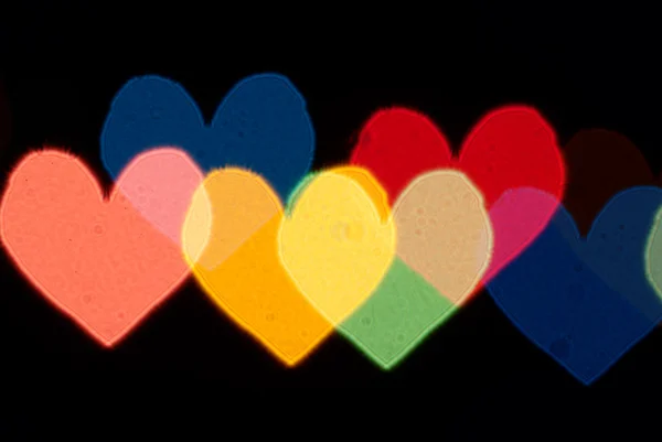 Světelný Efekt Podobě Srdce Černém Pozadí — Stock fotografie