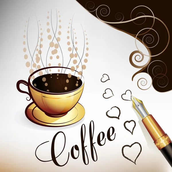 Taza de café con corazones — Vector de stock