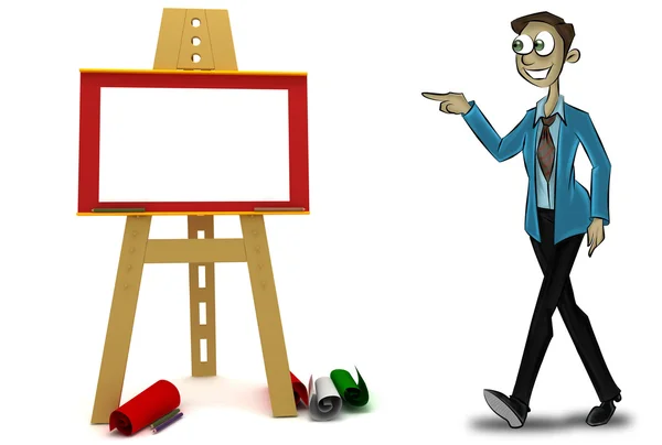 Character showing artistic board — Stock Photo, Image