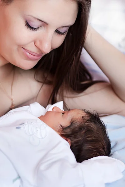 Picture of happy mother with newborn boy — Stock Photo, Image