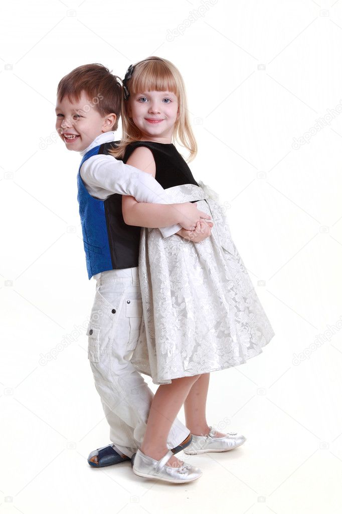 Playful young boy and girl