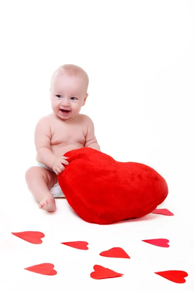 stock image Lovely baby with Valentine's hearts