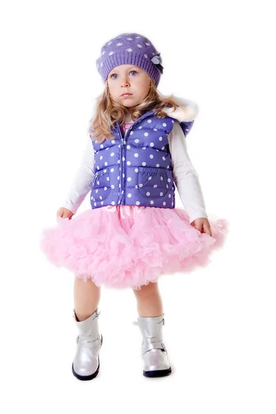 Мила маленька дівчинка з рожевою кулею — стокове фото