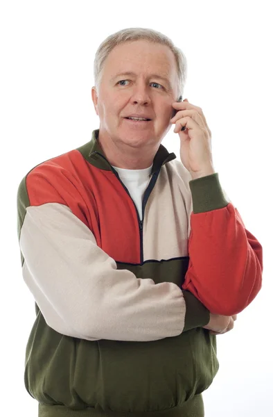Senior at the phone — Stock Photo, Image