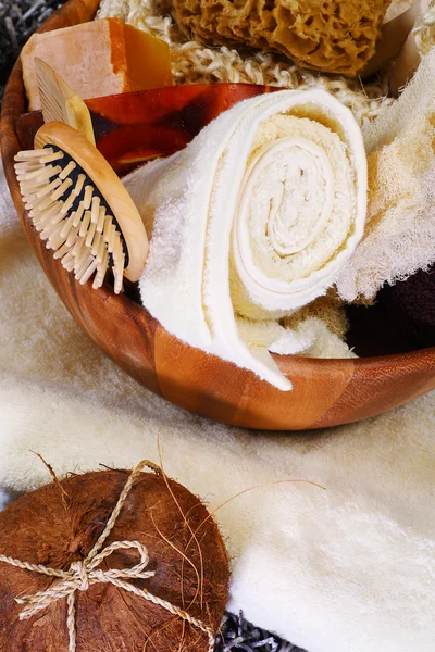 Spa sabun ve havlu — Stok fotoğraf