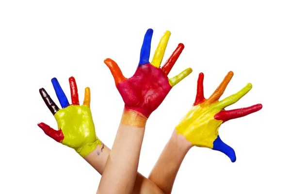 stock image Three painted hands with clipping path