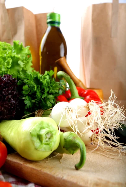 Légumes et huile d'olive Photo De Stock