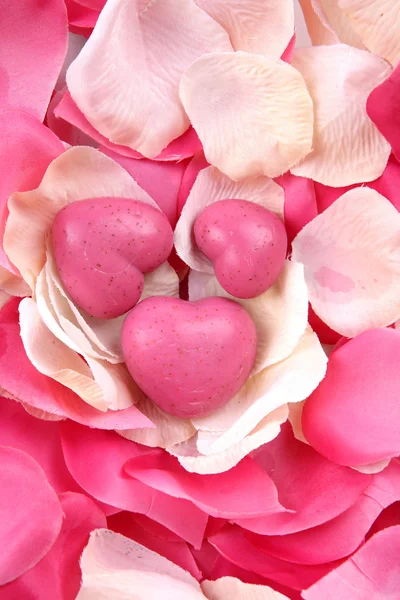 stock image Heart shaped pink soaps