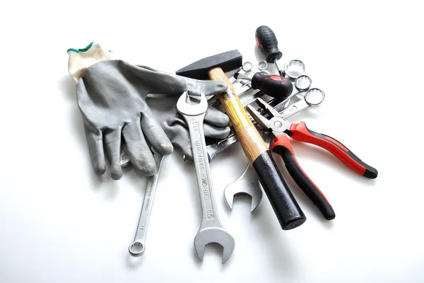 Various Tools Placed White Background — Stock Photo, Image