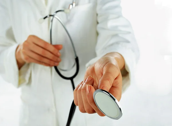 Nurse with the stethoscope, closeup — Stock Photo, Image