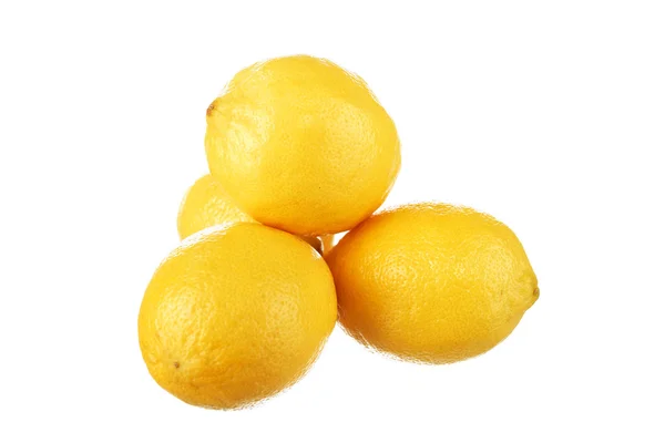 Vier Zitronen Auf Weißem Hintergrund Mit Schneideweg — Stockfoto