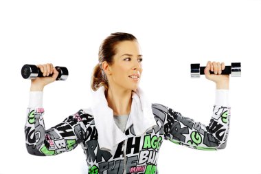 Kız closeup ağırlık egzersiz