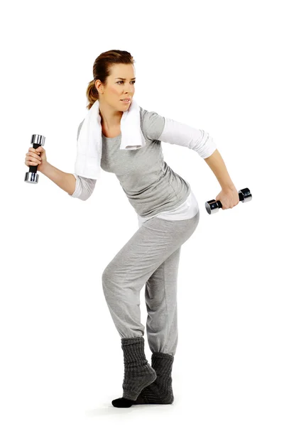 Chica haciendo ejercicio con pesas 2 —  Fotos de Stock