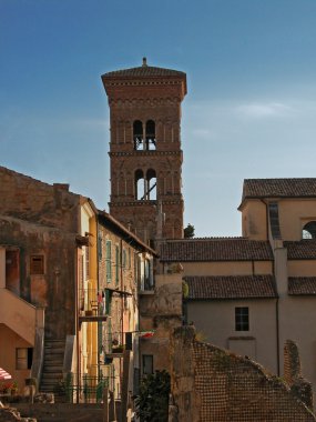 Old houses and tower of Cathedral clipart