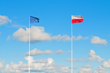 Flags of European Union and Poland clipart