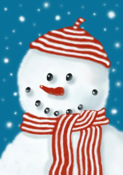 Lachende sneeuwpop — Stockfoto