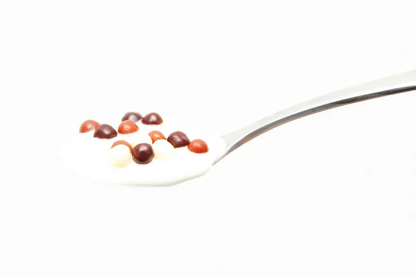 Un cucchiaio di yogurt — Foto Stock