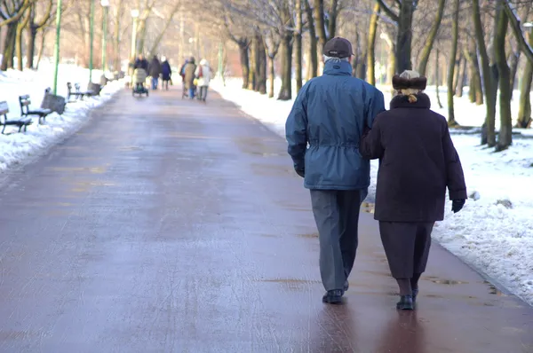 Seniorzy chodzący — Zdjęcie stockowe