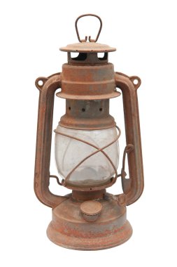 An old paraffin lamp on the white background clipart