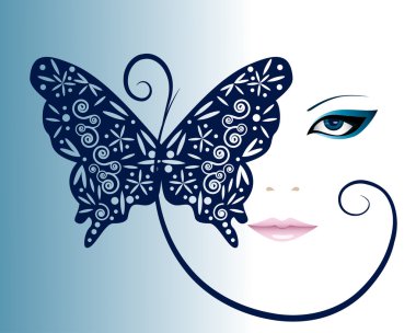 Girl with butterfly clipart