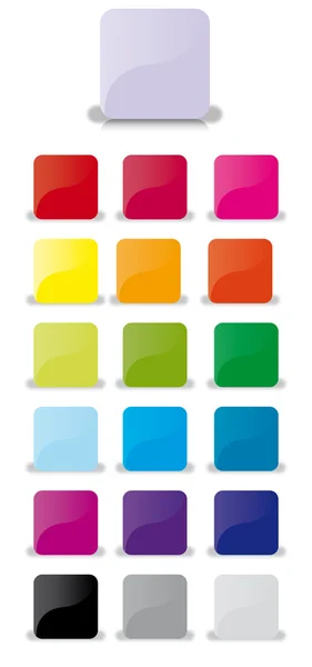 Square Glass Buttons Web Colors — Stock Vector