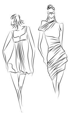 Sketch of fashionable dresses clipart