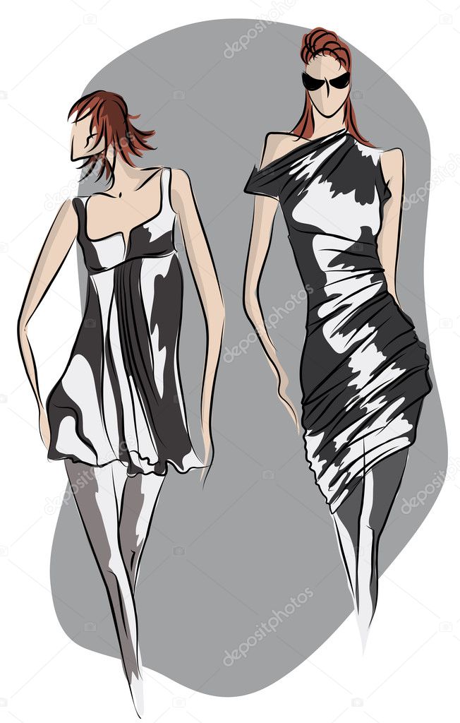 Sketch of fashionable dresses