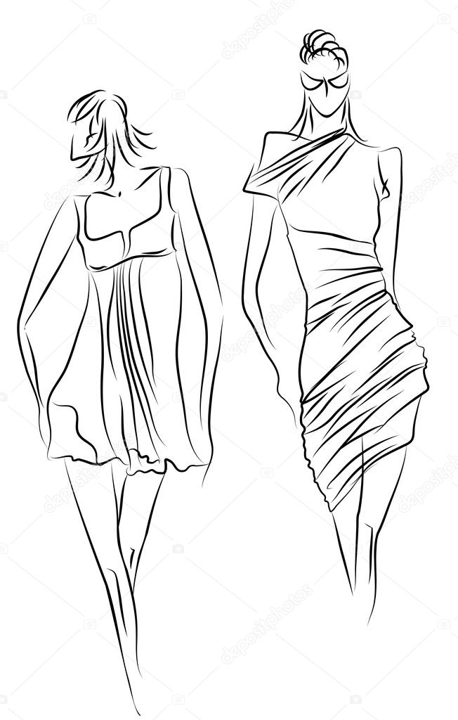 Sketch of fashionable dresses