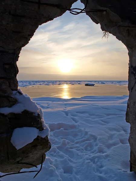 Jezioro Słoneczny Zimowy Łuku — Zdjęcie stockowe